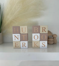 Load image into Gallery viewer, Personalised wooden baby name blocks, nursery name sign shelf decor, unique new baby gift, new born baby shower gift, wooden letters, stack