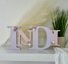 Load image into Gallery viewer, 15cm personalised tumble name - freestanding wooden initial name