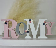 Load image into Gallery viewer, 15cm personalised tumble name - freestanding wooden initial name