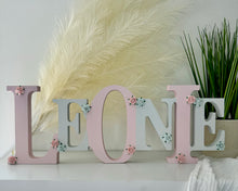 Load image into Gallery viewer, 15cm personalised tumble name - freestanding wooden initial name