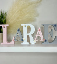 Load image into Gallery viewer, 15cm personalised tumble name - freestanding wooden initial name