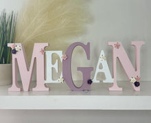 Load image into Gallery viewer, 15cm personalised tumble name - freestanding wooden initial name