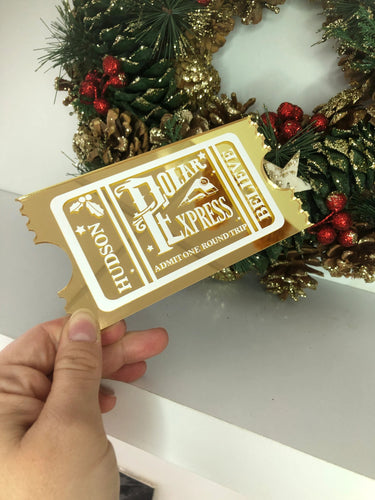 Personalised Polar Express Ticket, Foiled Golden Ticket, Event Ticket, Custom Ticket, Christmas Gift Card, concert golden ticket